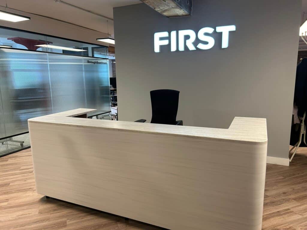 Veined Solid Surface reception desk