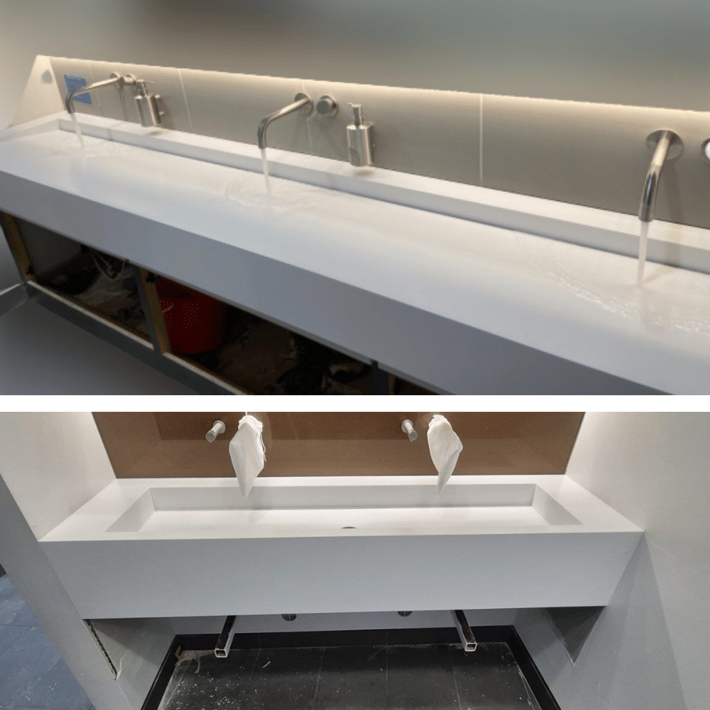 White sink units using Solid Surface