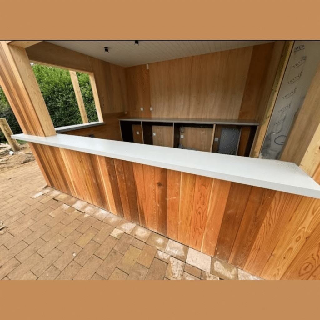 Cream outdoor bar in Solid Surface